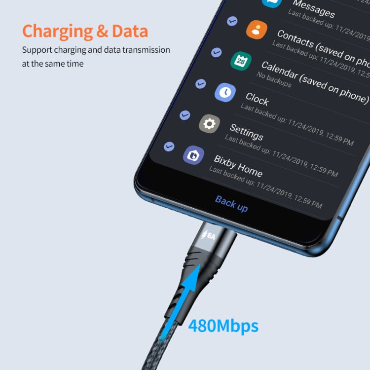 ENKAY 4-in-1 6A USB-A to Type-C / 8 Pin / Micro USB Multifunction Fast Charging Cable, Cable Length:2m(Black)