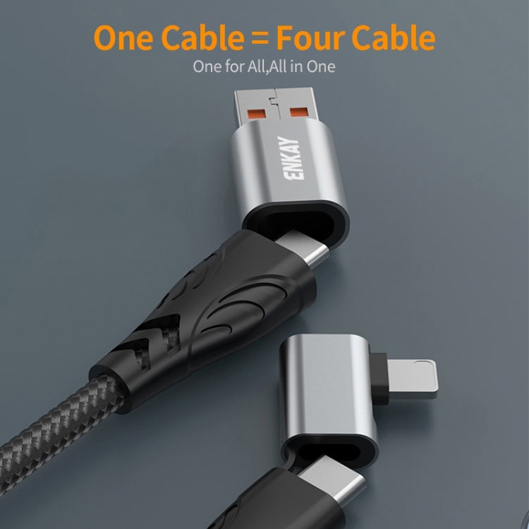 ENKAY PD100W 4-in-1 USB-A / Type-C to Type-C / 8 Pin Multifunction Fast Charging Cable with E-Marker, Cable Length:2m