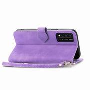 For T-Mobile REVVL V+ 5G Embossed Flower Zipper Leather Phone Case(Purple)