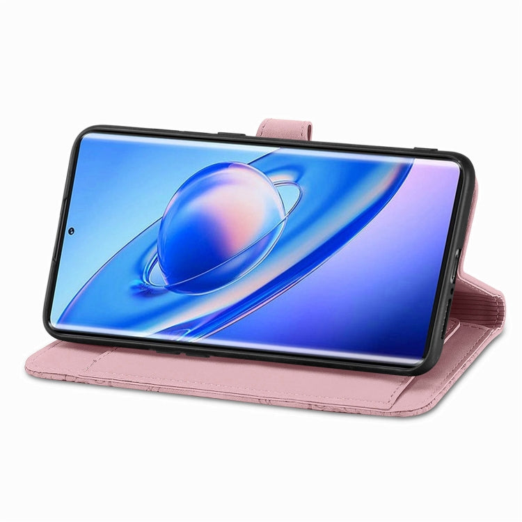 For Blackview A200 Pro Embossed Flower Zipper Leather Phone Case(Pink)