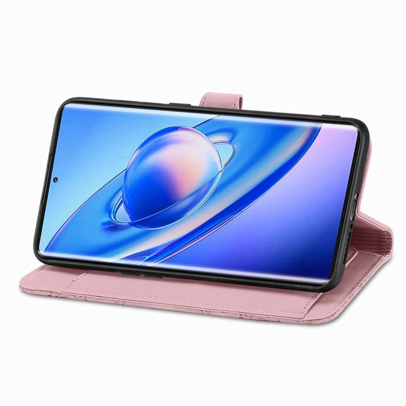 For Blackview A200 Pro Embossed Flower Zipper Leather Phone Case(Pink)