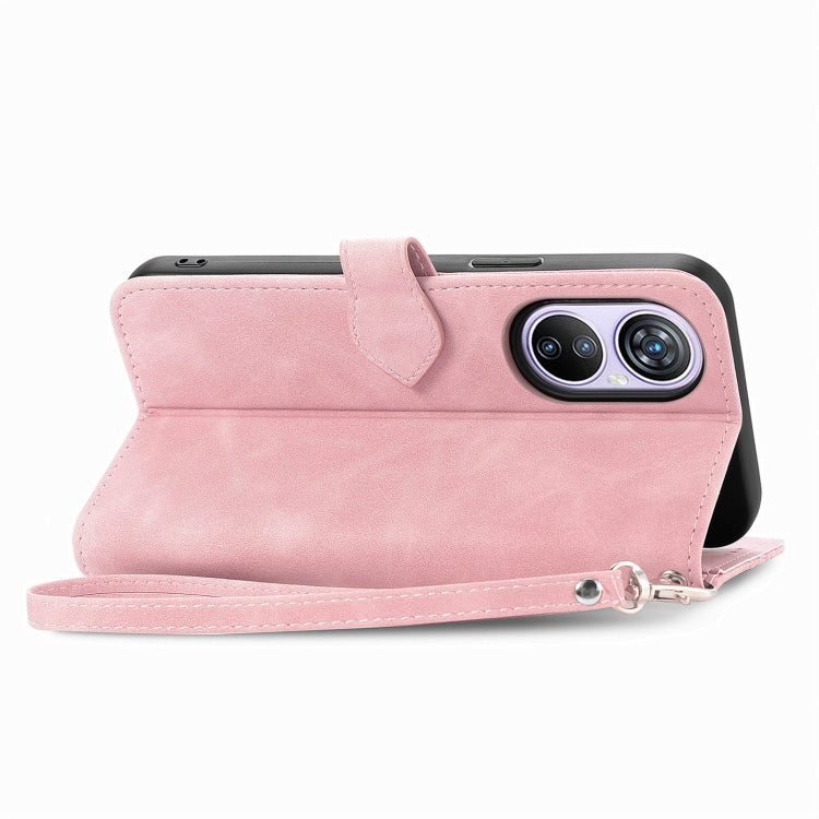For Blackview A200 Pro Embossed Flower Zipper Leather Phone Case(Pink)