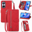 For Blackview A200 Pro Embossed Flower Zipper Leather Phone Case(Red) - More Brand by PMC TechLife | Online Shopping South Africa | PMC TechLife