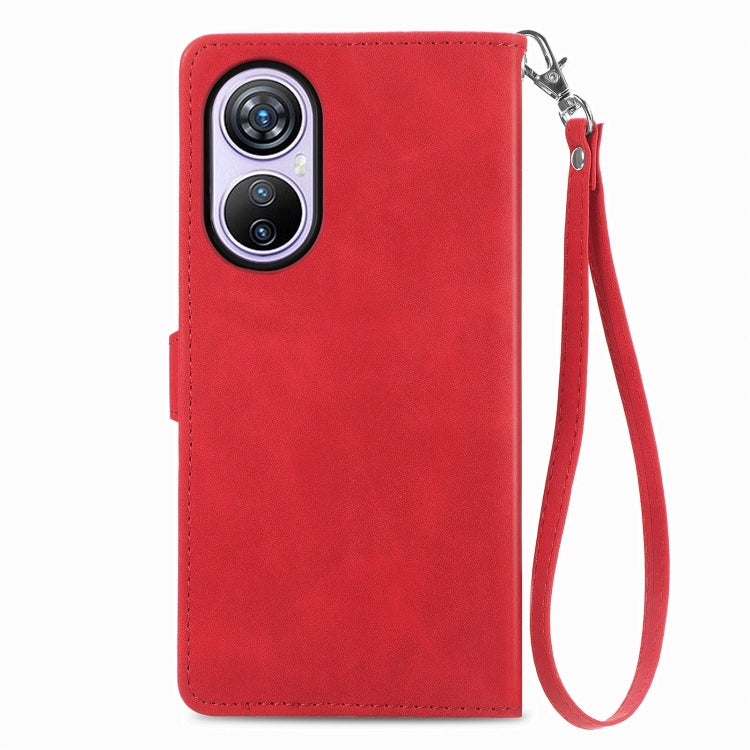 For Blackview A200 Pro Embossed Flower Zipper Leather Phone Case(Red)