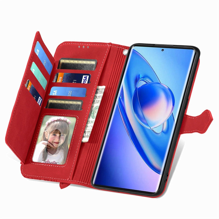 For Blackview A200 Pro Embossed Flower Zipper Leather Phone Case(Red)