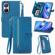 For Blackview A200 Pro Embossed Flower Zipper Leather Phone Case(Blue) - More Brand by PMC TechLife | Online Shopping South Africa | PMC TechLife