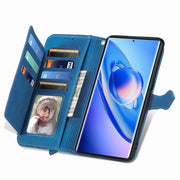 For Blackview A200 Pro Embossed Flower Zipper Leather Phone Case(Blue)