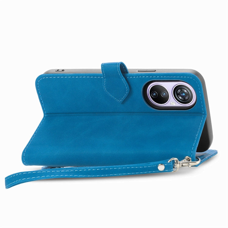 For Blackview A200 Pro Embossed Flower Zipper Leather Phone Case(Blue)