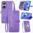 For Blackview A200 Pro Embossed Flower Zipper Leather Phone Case(Purple) - More Brand by PMC TechLife | Online Shopping South Africa | PMC TechLife