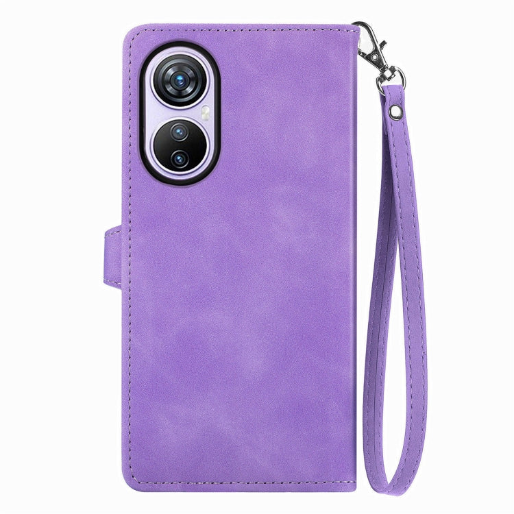 For Blackview A200 Pro Embossed Flower Zipper Leather Phone Case(Purple)