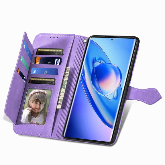 For Blackview A200 Pro Embossed Flower Zipper Leather Phone Case(Purple)