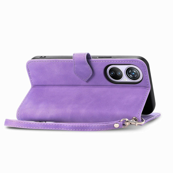 For Blackview A200 Pro Embossed Flower Zipper Leather Phone Case(Purple)