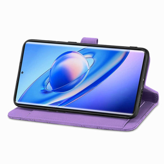 For Blackview A200 Pro Embossed Flower Zipper Leather Phone Case(Purple)