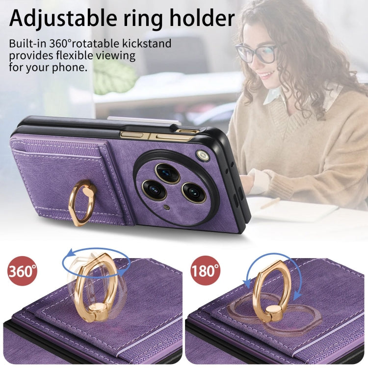 For OPPO Find N3 Retro Skin-feel Ring Multi-card Wallet Phone Case(Purple)