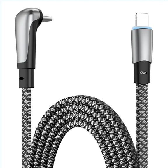 ENKAY PD30W Elbow Type-C to 8 Pin Fast Charging Data Braid Cable with Indicator Light, Length:0.5m