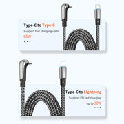 ENKAY PD30W Elbow Type-C to 8 Pin Fast Charging Data Braid Cable with Indicator Light, Length:0.5m