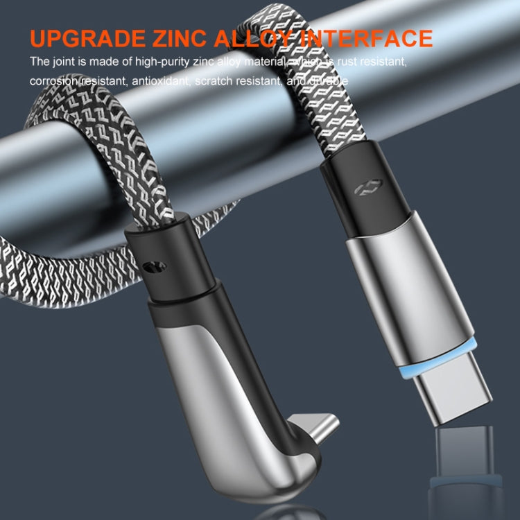 ENKAY PD65W Elbow Type-C to Type-C Fast Charging Data Braid Cable with Indicator Light, Length:2m