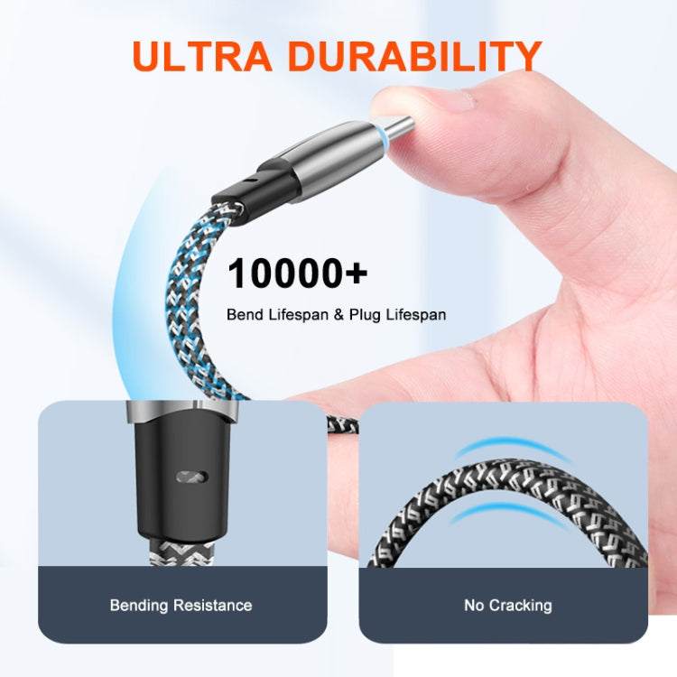 ENKAY PD65W Elbow Type-C to Type-C Fast Charging Data Braid Cable with Indicator Light, Length:2m