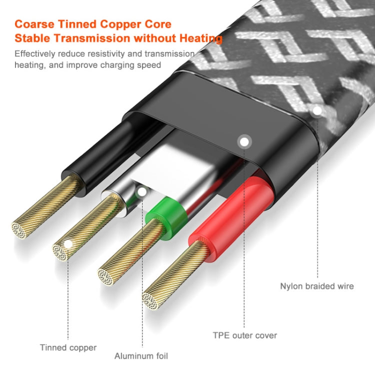 ENKAY PD65W Elbow Type-C to Type-C Fast Charging Data Braid Cable with Indicator Light, Length:2m