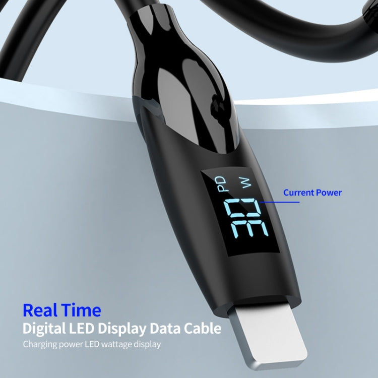 ENKAY 2.4A USB to 8 Pin Fast Charging Data Silicone Cable with LED Display, Length:2m(Black)
