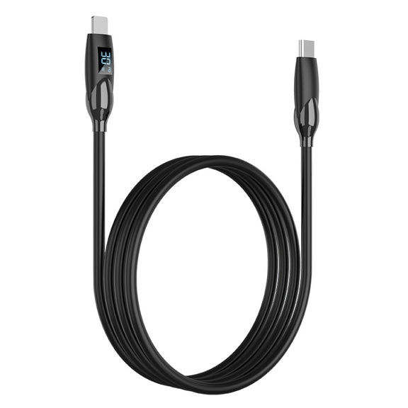 ENKAY PD30W Type-C to 8 Pin Fast Charging Data Silicone Cable with LED Display, Length:1m(Black)