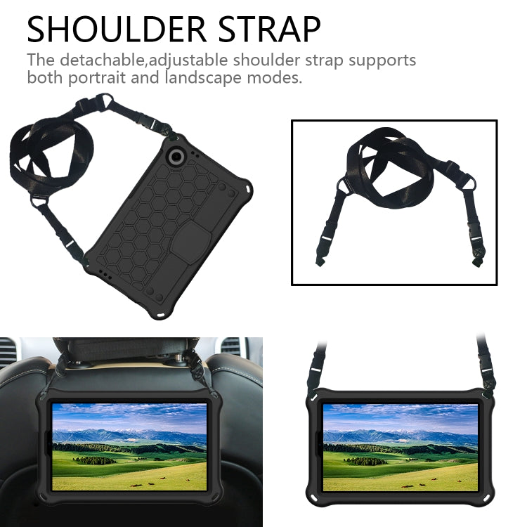 For Blackview Tab 60 8.7 2023 Honeycomb EVA Hybrid PC Tablet Case with Strap(Black+Black)