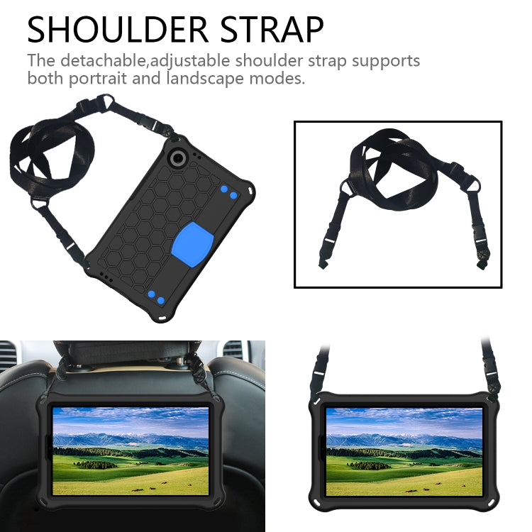 For Blackview Tab 60 8.7 2023 Honeycomb EVA Hybrid PC Tablet Case with Strap(Black+Blue)