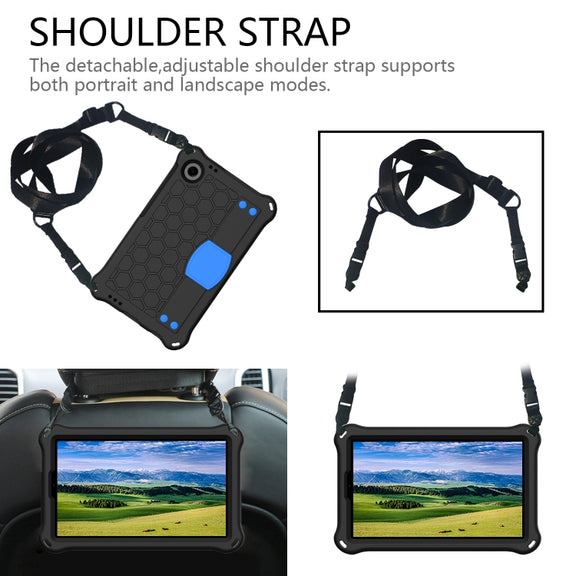 For Blackview Tab 60 8.7 2023 Honeycomb EVA Hybrid PC Tablet Case with Strap(Black+Blue)