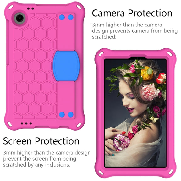 For Blackview Tab 60 8.7 2023 Honeycomb EVA Hybrid PC Tablet Case with Strap(RoseRed+Blue)