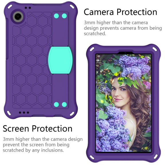 For Blackview Tab 60 8.7 2023 Honeycomb EVA Hybrid PC Tablet Case with Strap(Purple+Aqua)