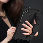 For Alcatel Joy Tab2 2020 / 3T 8.0 Honeycomb EVA Hybrid PC Tablet Case with Strap(Black+Black)
