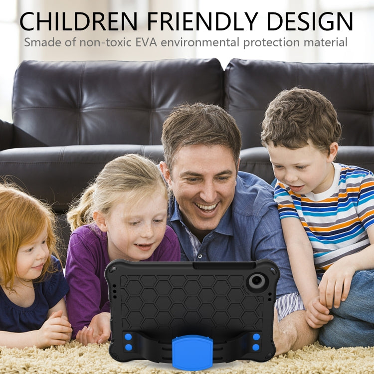 For Alcatel Joy Tab2 2020 / 3T 8.0 Honeycomb EVA Hybrid PC Tablet Case with Strap(Black+Blue)