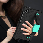For Alcatel Joy Tab2 2020 / 3T 8.0 Honeycomb EVA Hybrid PC Tablet Case with Strap(Black+Aqua)