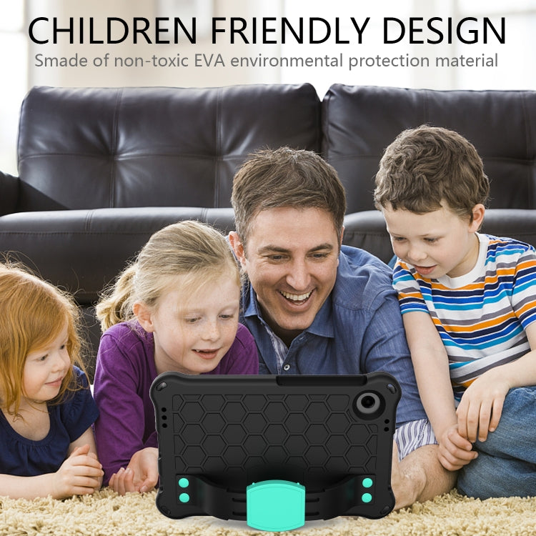 For Alcatel Joy Tab2 2020 / 3T 8.0 Honeycomb EVA Hybrid PC Tablet Case with Strap(Black+Aqua)