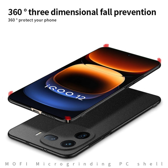 For vivo iQOO 12 MOFI Fandun Series Frosted PC Ultra-thin All-inclusive Phone Case(Gray)