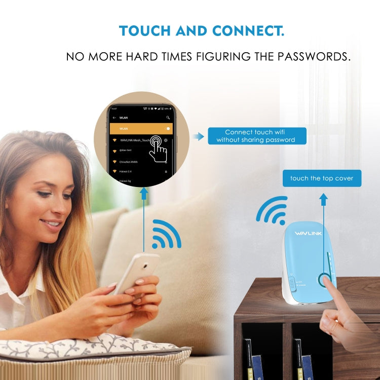 WAVLINK WN576K2 AC1200 Household WiFi Router Network Extender Dual Band Wireless Repeater, Plug:EU Plug (White)