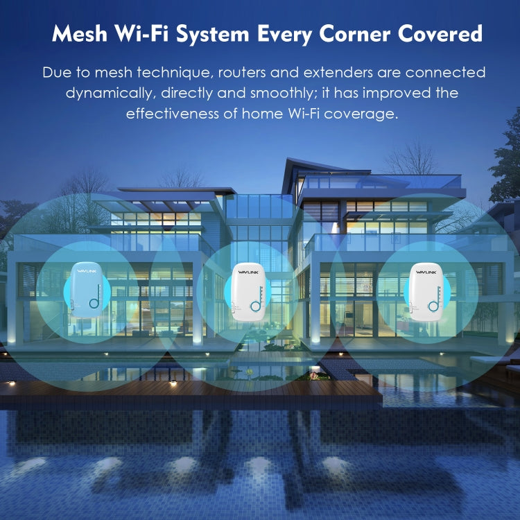 WAVLINK WN576K3 AC1200 Household WiFi Router Network Extender Dual Band Wireless Repeater, Plug:EU Plug