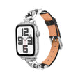 For Apple Watch Series 7 45mm Rhinestone Denim Chain Leather Watch Band(Black) - free shipping - PMC TechLife - Order now!