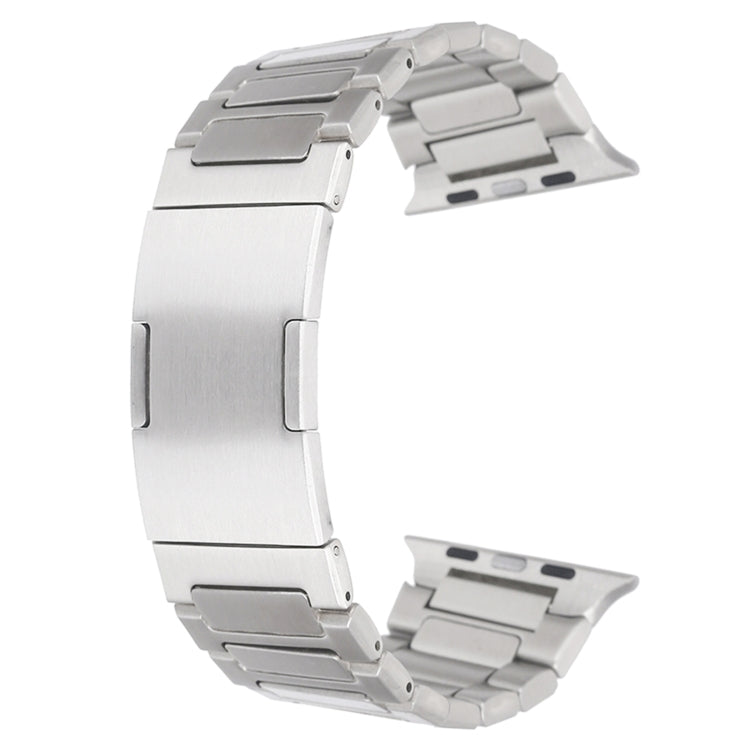 For Apple Watch Series 9 41mm Stainless Steel H-Shaped Fold Buckle Watch Band(Silver)