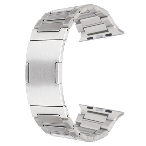 For Apple Watch Series 7 41mm Stainless Steel H-Shaped Fold Buckle Watch Band(Silver)