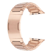 For Apple Watch Series 7 41mm Stainless Steel H-Shaped Fold Buckle Watch Band(Rose Gold)