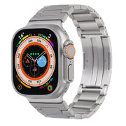 For Apple Watch Series 4 44mm Stainless Steel H-Shaped Fold Buckle Watch Band(Silver)