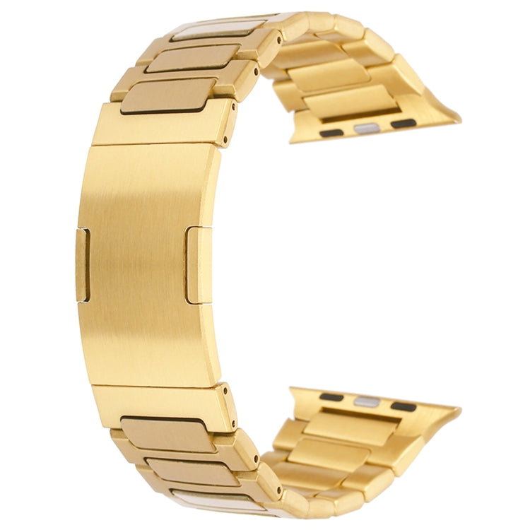 For Apple Watch Series 4 40mm Stainless Steel H-Shaped Fold Buckle Watch Band(Gold)