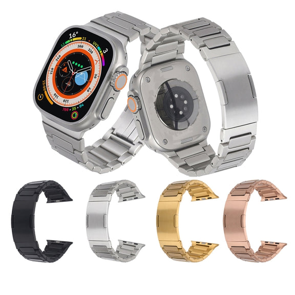 For Apple Watch Series 9 41mm Stainless Steel H-Shaped Fold Buckle Watch Band(Silver)