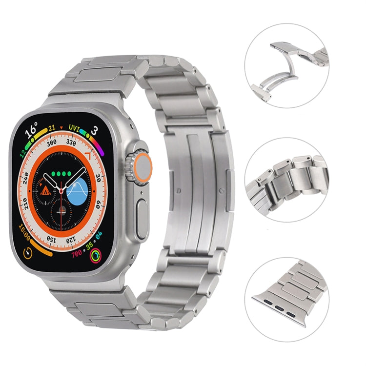 For Apple Watch Series 9 41mm Stainless Steel H-Shaped Fold Buckle Watch Band(Silver)