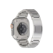 For Apple Watch Series 3 42mm Stainless Steel H-Shaped Fold Buckle Watch Band(Silver)