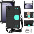 For Samsung Galaxy Tab A9 8.7 X110/X115 Honeycomb EVA Hybrid PC Tablet Case with Strap(Black+Aqua) - Galaxy Tab A9 by PMC TechLife | Online Shopping South Africa | PMC TechLife