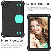 For Samsung Galaxy Tab A9 8.7 X110/X115 Honeycomb EVA Hybrid PC Tablet Case with Strap(Black+Aqua)