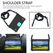 For Samsung Galaxy Tab A9 8.7 X110/X115 Honeycomb EVA Hybrid PC Tablet Case with Strap(Black+Aqua)
