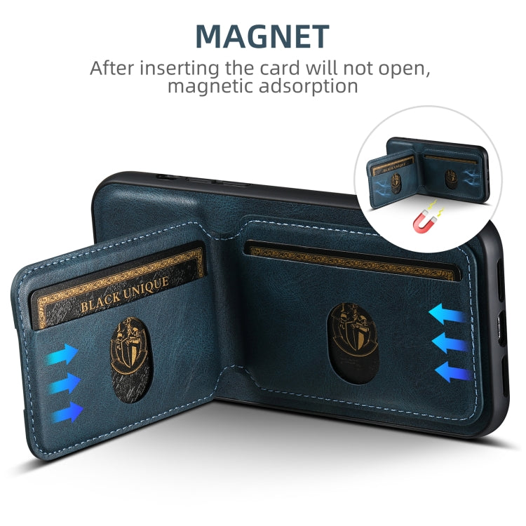 For iPhone 16 Pro Suteni H02 Leather Wallet Stand Back Phone Case(Blue)